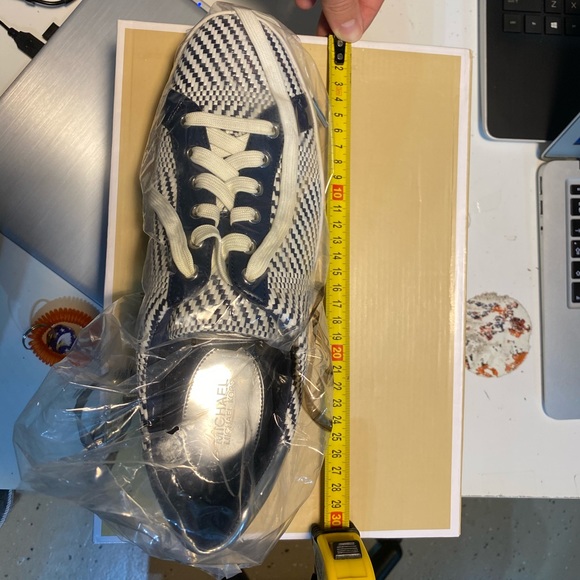 🎄 Christmas Sale 🎄 NWT Michael Kors Poppy Lace Up Diagonal Weave Navy Size 9.5 - Picture 9 of 11